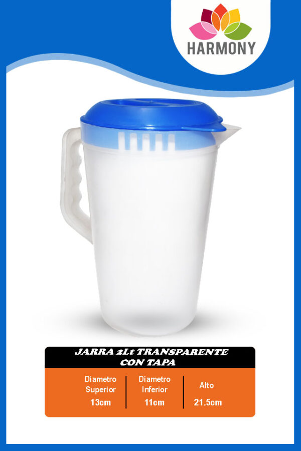 Jarra con tapa 2lt (transparente)