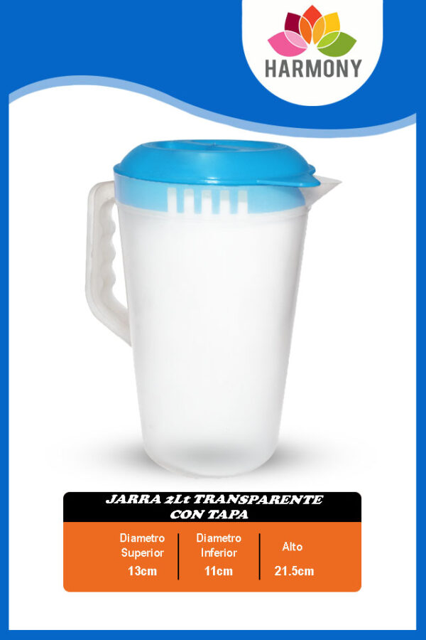 Jarra con tapa 2lt (transparente) - Imagen 2