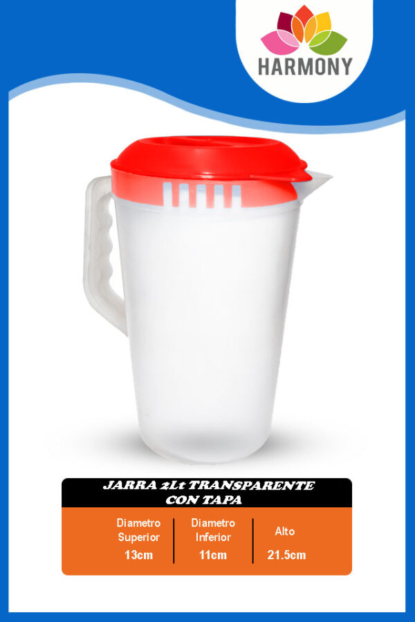 Jarra con tapa 2lt (transparente) - Imagen 5