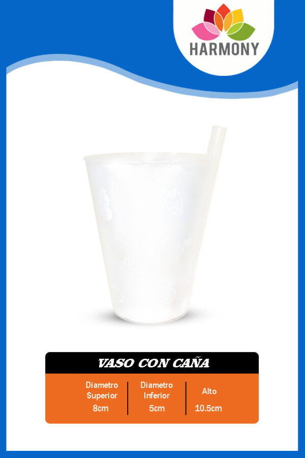 Vaso con caña (transparente)